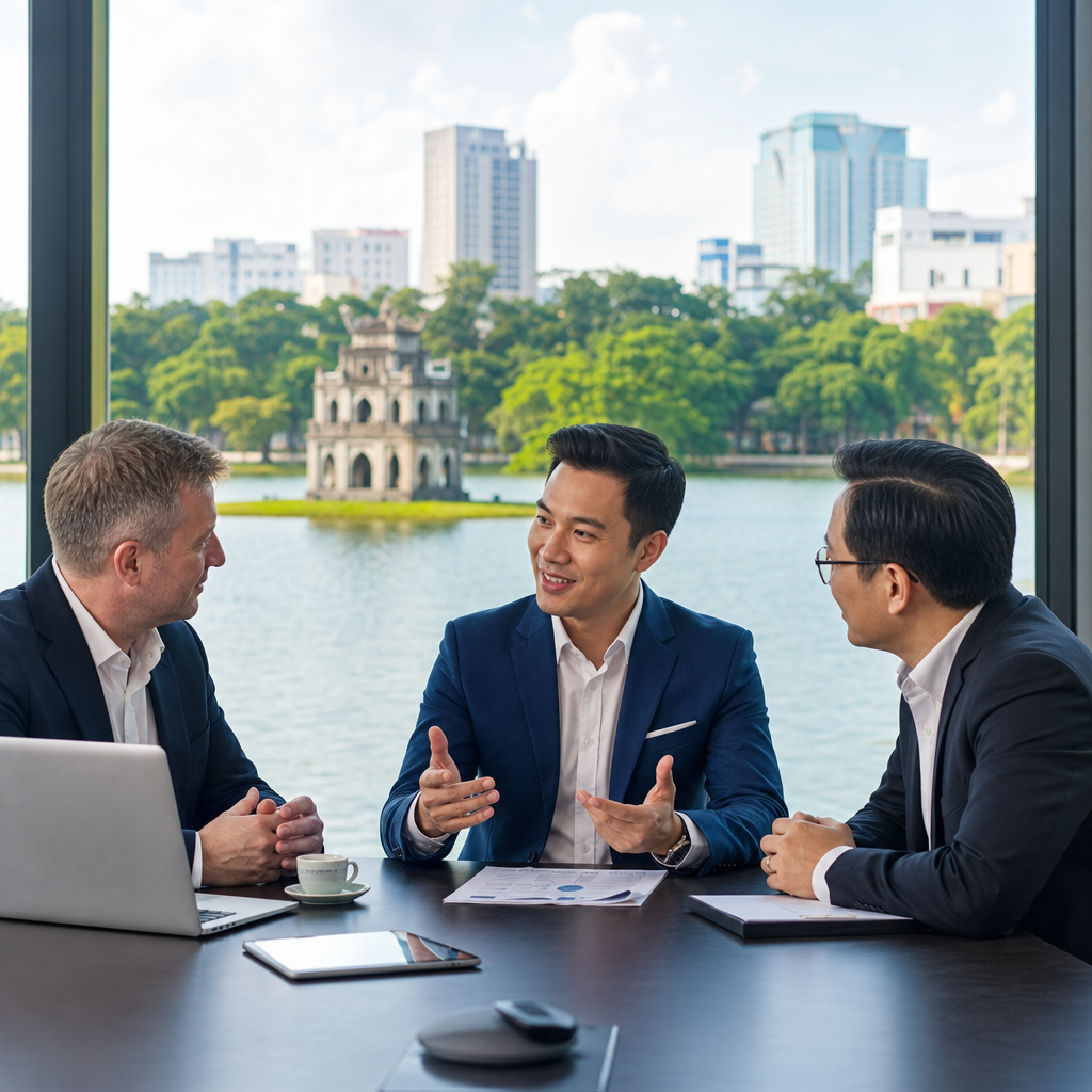Quang Vo supporting an international business meeting in Hanoi