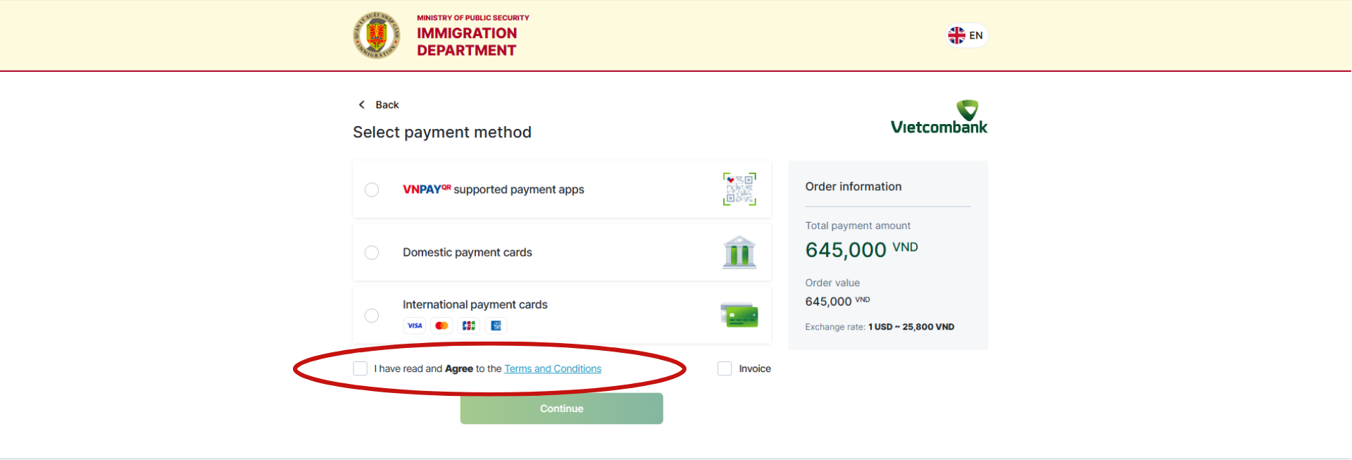 select payment type